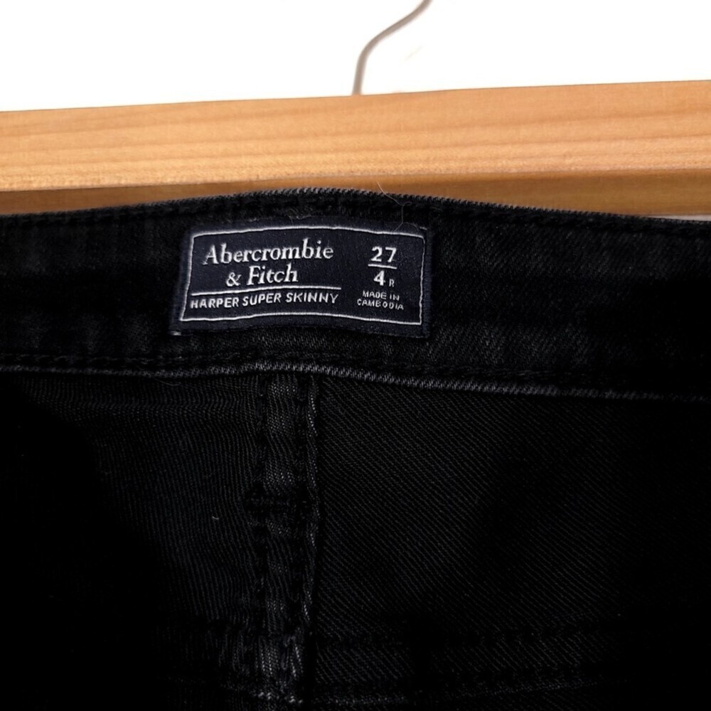 ABERCROMBIE & Fitch Harper Super Skinny Jeans in Distressed Black 27 Y2k Minimal - Picture 4 of 13